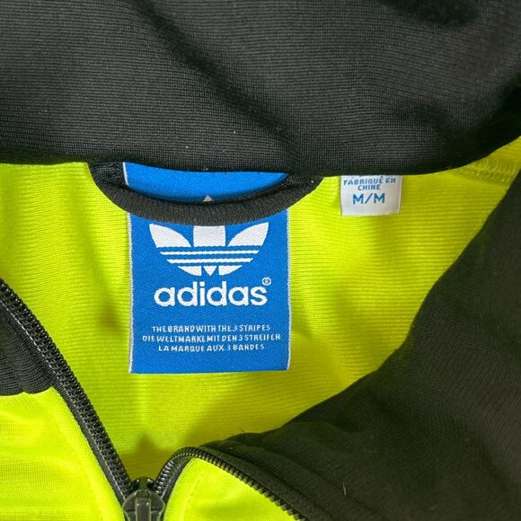 Adidas Ventex Track Jacket | Neon Yellow Black Red Stripes | Retro 90s - Picture 8 of 13